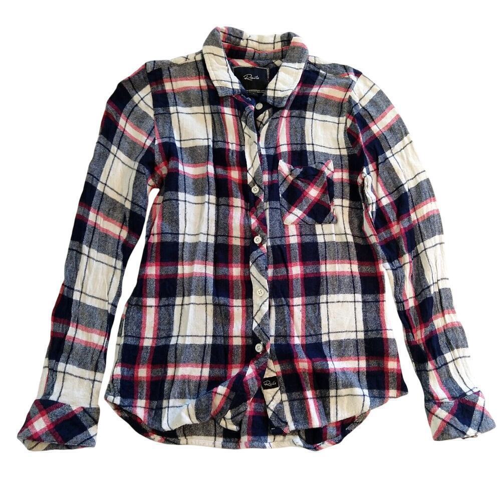 Rails Plaid Flannel Shirt Size S Blue Red Button Up Long Sleeve Women's Soft